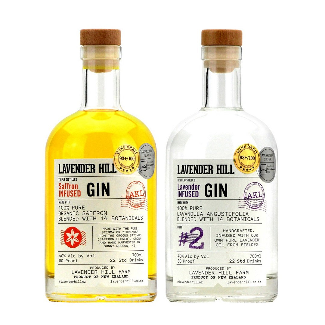 Lavender Gin and Smoked Honey Gin from Lavender Hill craft distillery Auckland